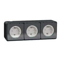 Schneider Mureva Styl - Enchufe 2P+T triple - Superficie - 16A - IP55 - Gris MUR36038