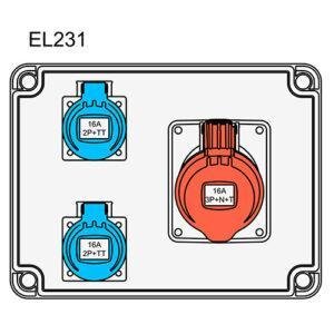 IDE COFRET DERIVACIÓN IP54 CON TOMAS DE CORRIENTE (EL231) Referencia: 43377