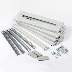 IDE KIT TAPAS PLÁSTICAS SUPERFICIE + RAÍL DIN (2 TAPAS 200 + 1 TAPA CIEGA 50) Referencia: S48P200