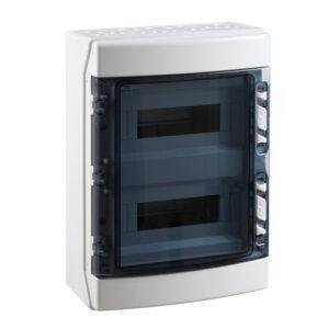 IDE COFRET DISTRIBUCIÓN IP65 SUPERFICIE 2x12 (24) MÓDULOS (ABS) PUERTA TRANSPARENTE Referencia: CDN24PT