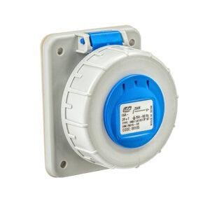 Base empotrar tipo shuko IP67 2P+T 250V 16A azul contacto lateral